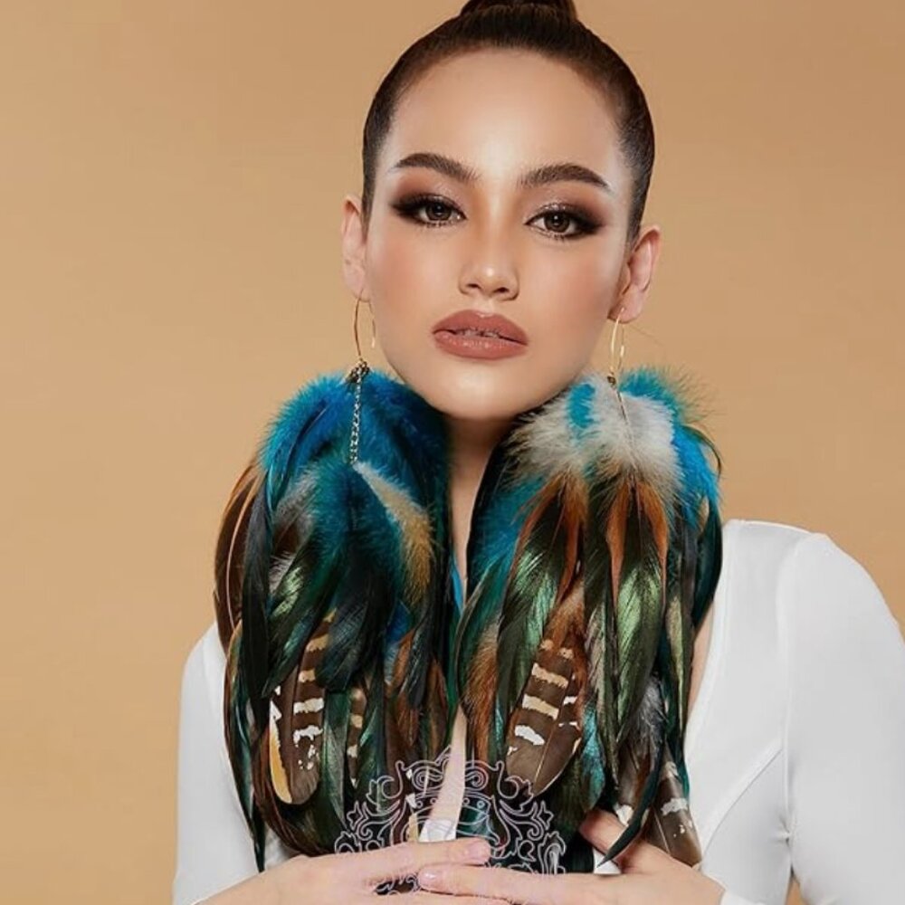 Oversized Boho Feather Earrings – Handmade One-of-a-Kind Statement Jewelry